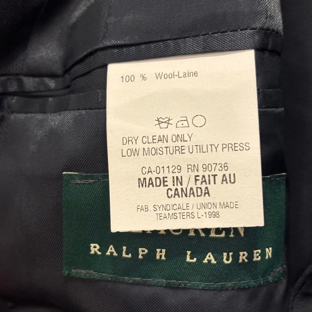 Lauren Ralph Lauren Mens Navy Blue Pure New Wool Blazer Sport Coat 41R L502569H
